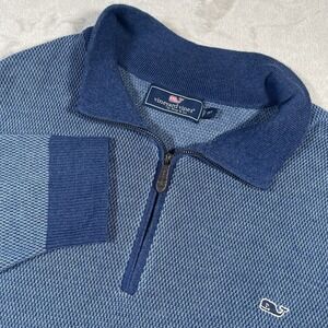 Vineyard Vines Hamilton 1/2 Zip Pullover Sweater Mens 2XLT Blue Whale Wool Blend